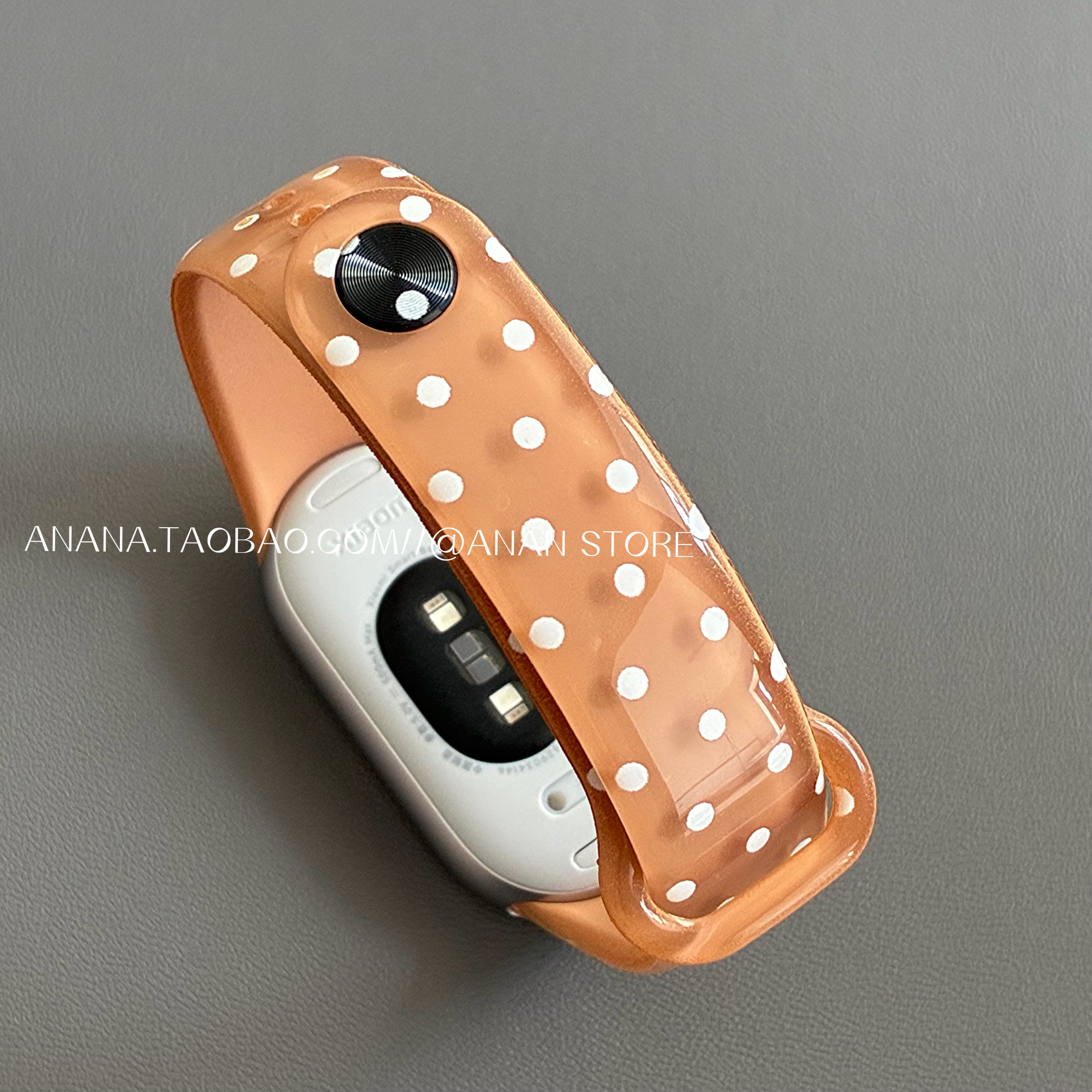 ANANSTORE新焦糖棕波点表带适用于小米11手环10/9/8腕带NFC版通用