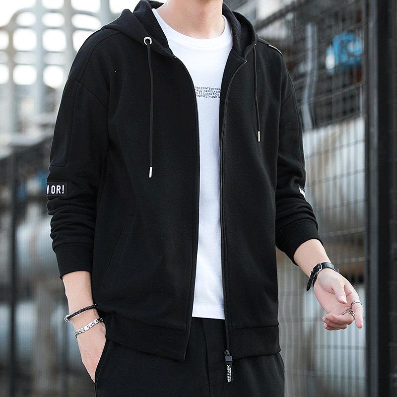 男士休闲外套宽松开衫连帽卫衣男