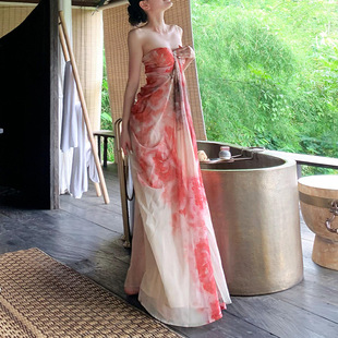 连衣裙女夏季 繁花 气质显瘦小众扎染新中式 新款 气质显瘦 夏季