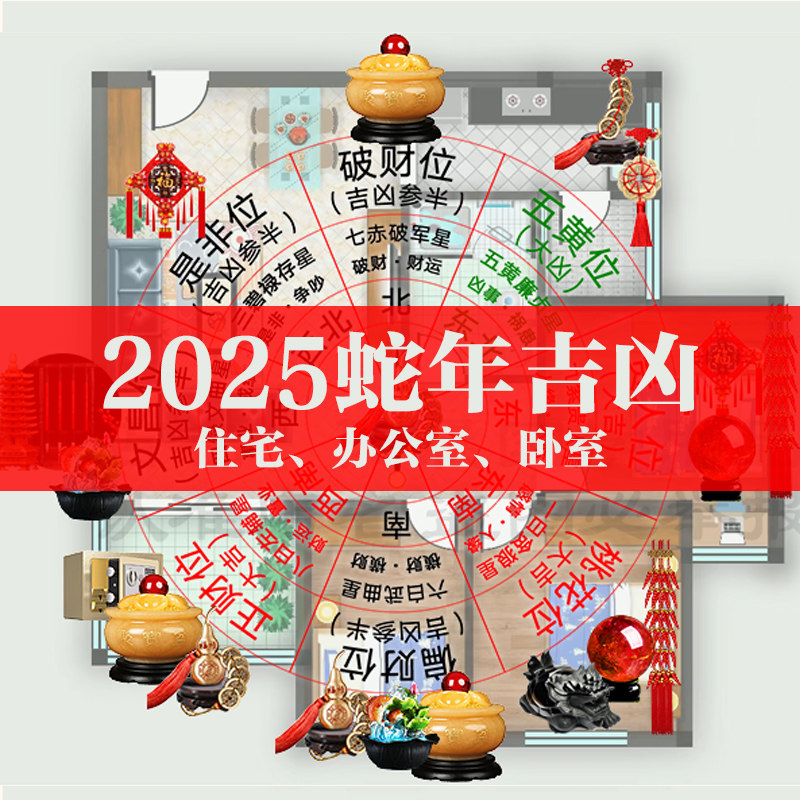 2025化解五黄二黑看住宅户型分析办公室客厅卧室摆件财位催文昌塔