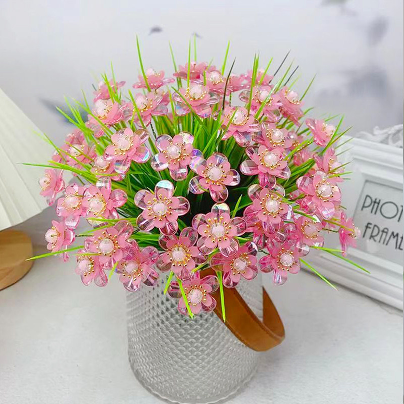 新款多彩芙蓉花材料包diy手工串珠ab彩花瓣花束制作满天星幸福花