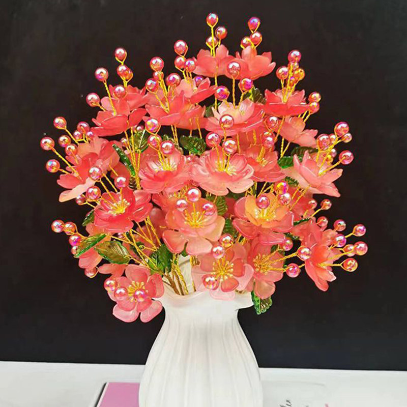 新品diy手工串珠48朵凤凰花小花芯款材料包编织花束饰品摆件