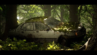 UE4虚幻4 Procedural Vehicles - Sedan废弃破旧污损车辆模型4.27