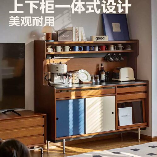 中古餐边柜实木靠墙一体储物柜