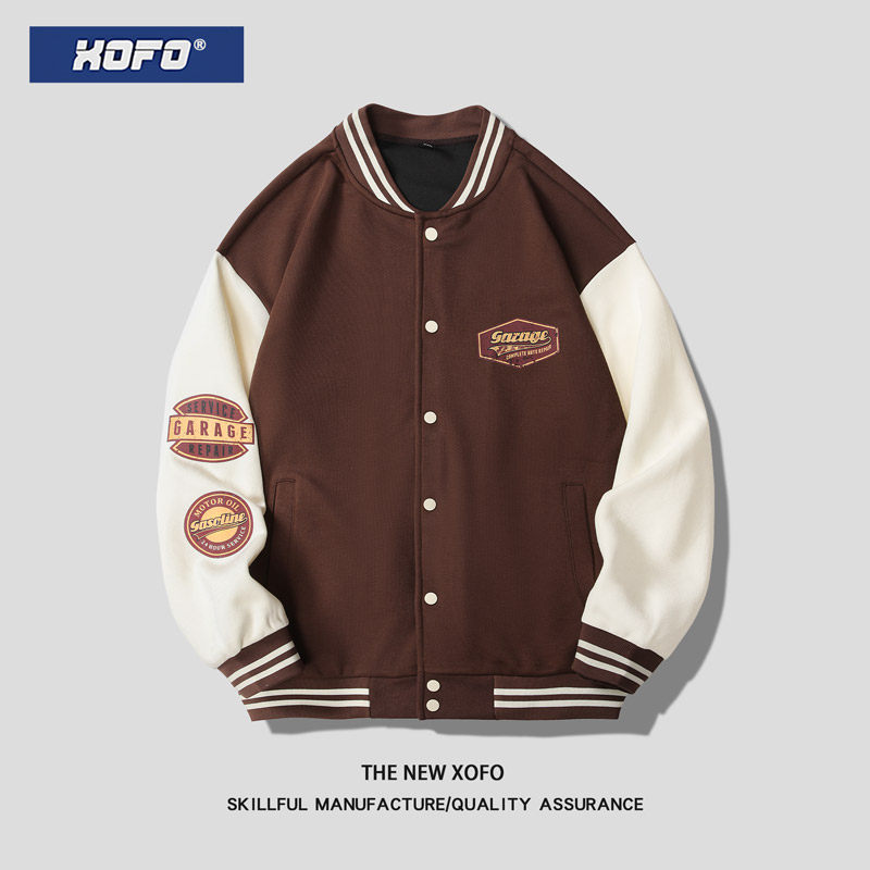 美式棒球服男士新款拼接情侣宽松国潮夹克男休闲外套男装新款上衣