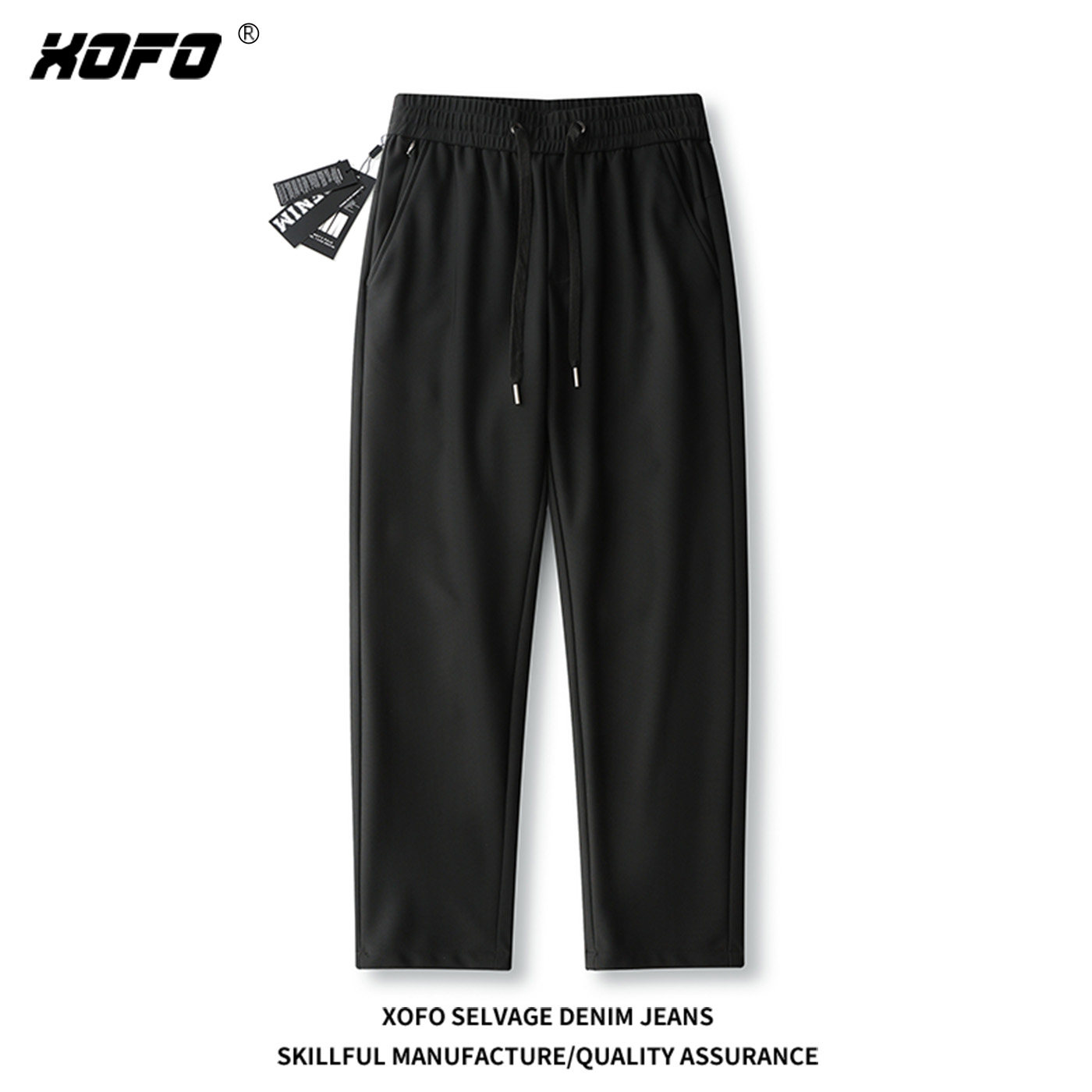 时尚简约黑色修身小脚牛仔裤男冬季2026年新款垂感百搭弹力长裤