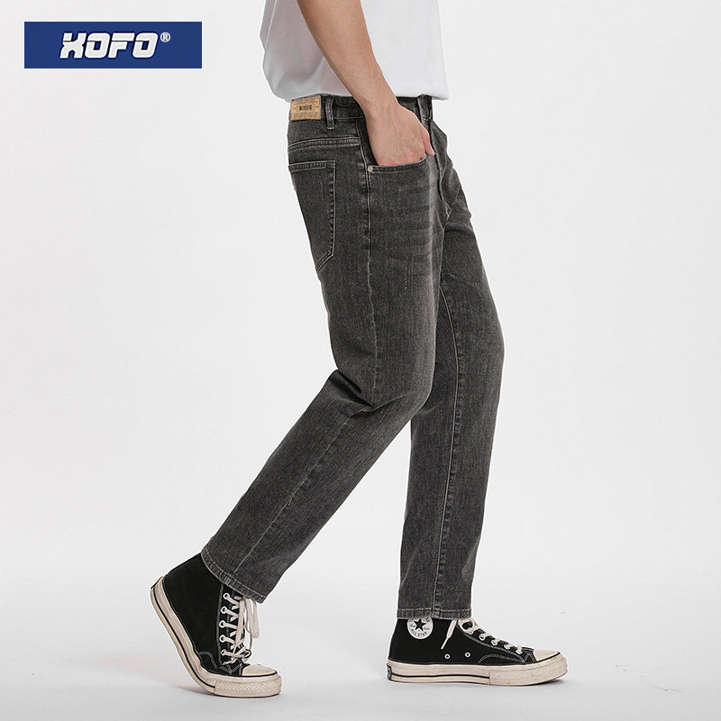 美式复古弹力牛仔裤男款冬季宽松中腰直筒休闲百搭潮流男裤子