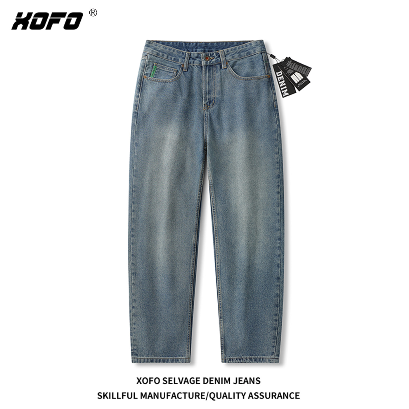 美式穿搭硬汉必备微哈牛仔裤