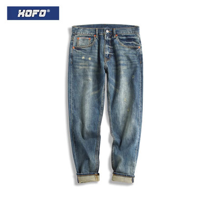 时尚有型2025新款舒适休闲牛仔裤男士冬季款九分小脚长裤子