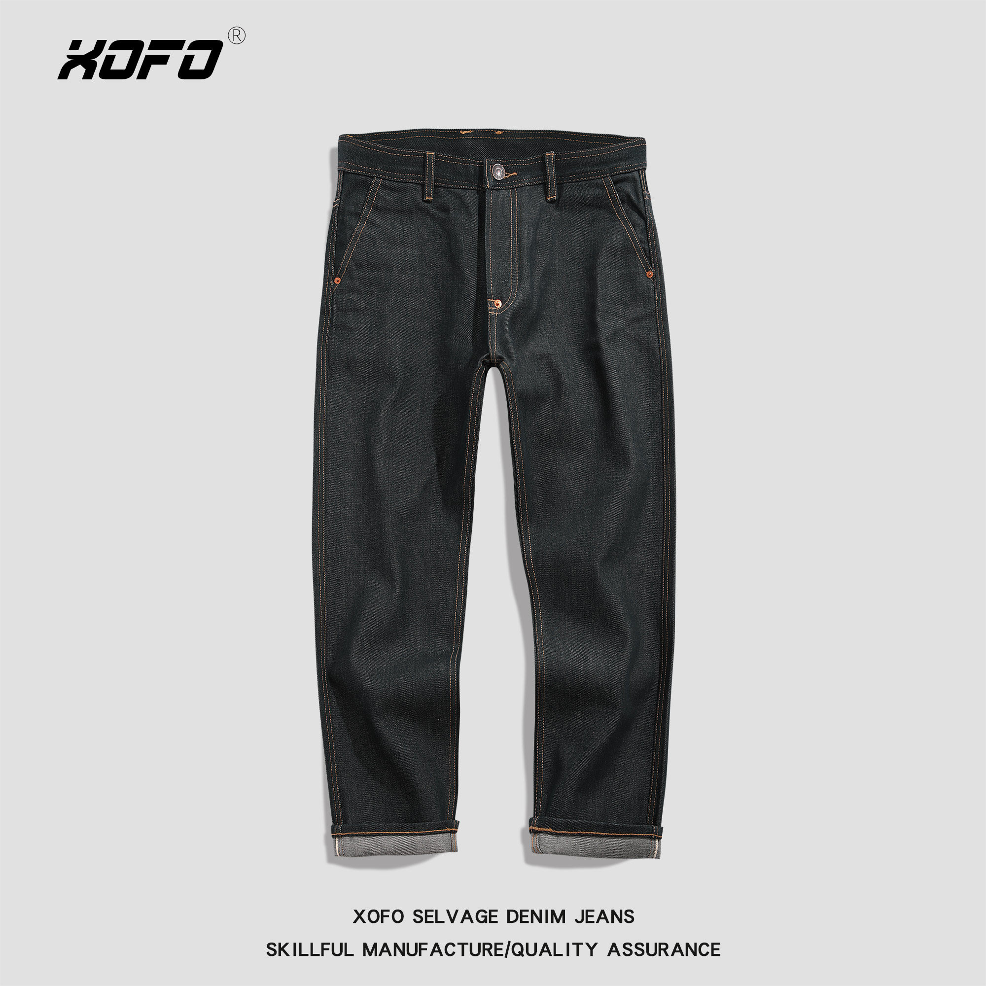 深蓝色原浆简约牛仔裤男款冬新款休闲直筒宽松ins痞帅长裤子潮