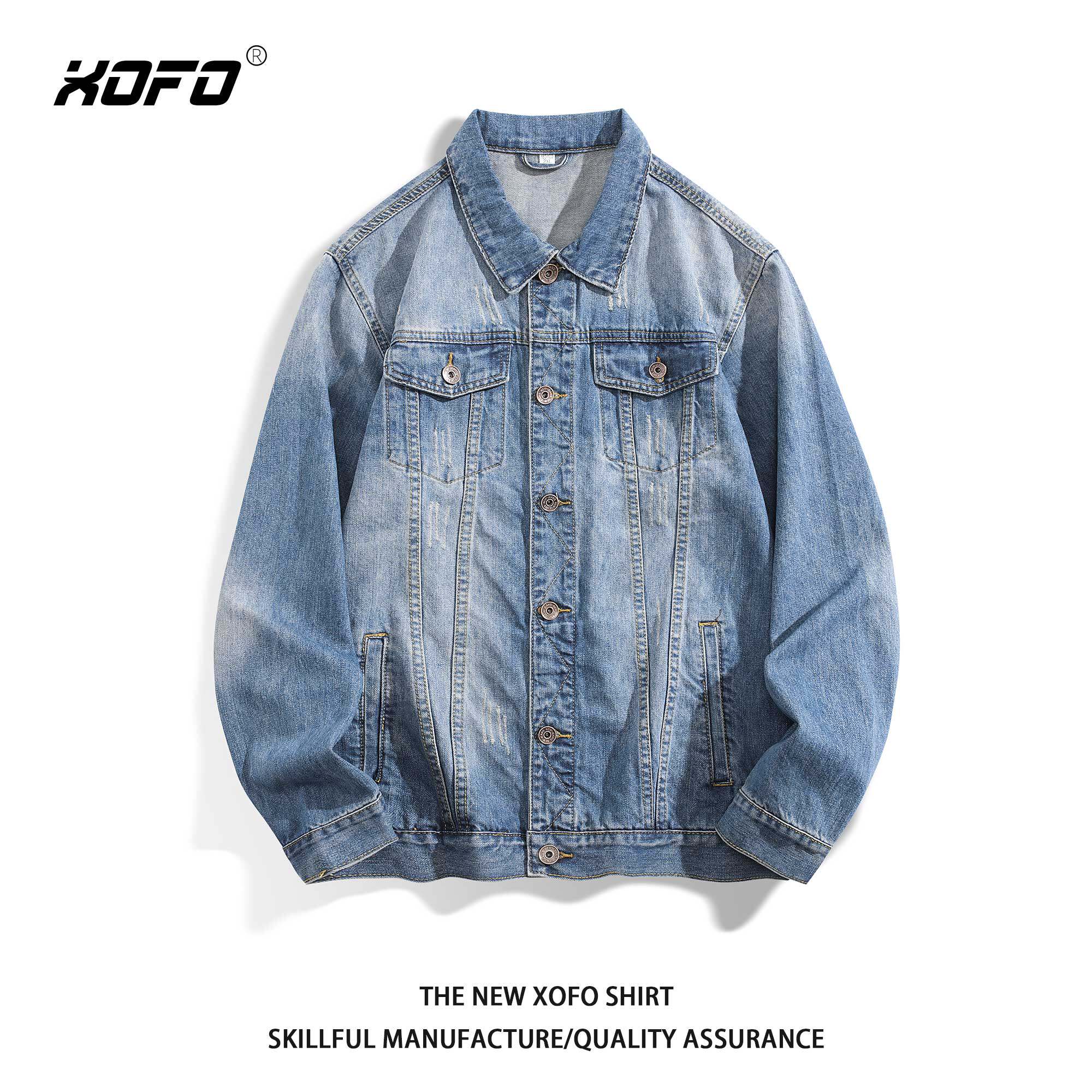 2026年秋季新款牛仔衬衫夹克男日系复古水洗休闲宽松百搭外套潮