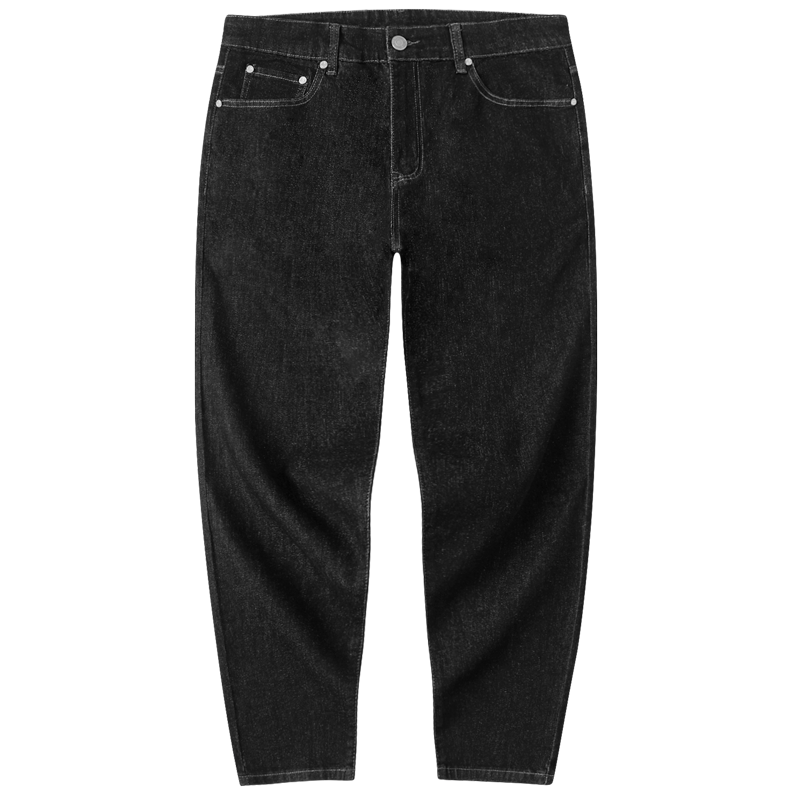 新款黑色牛仔裤男款夏宽松直筒水洗休闲百搭大码弹力简约裤子
