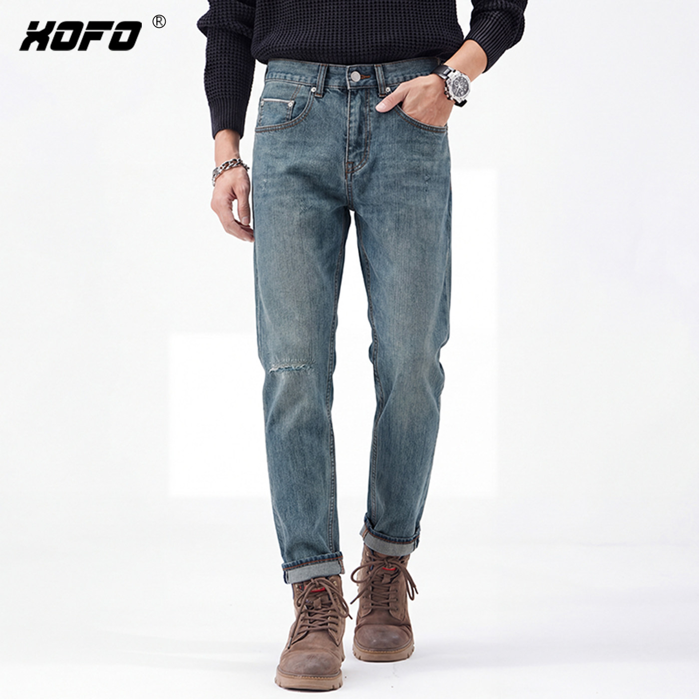 宽松水洗赤耳丹宁牛仔裤男款2026新款小脚九分裤子美式高街长裤