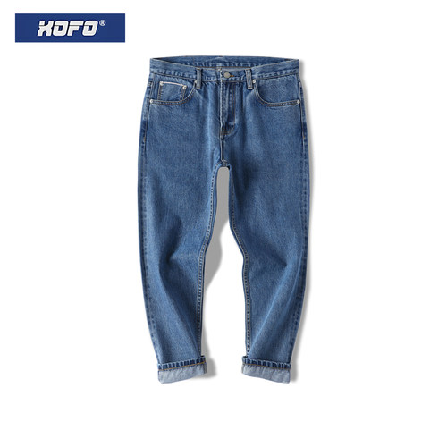 复古港风赤耳丹宁锥形小脚裤