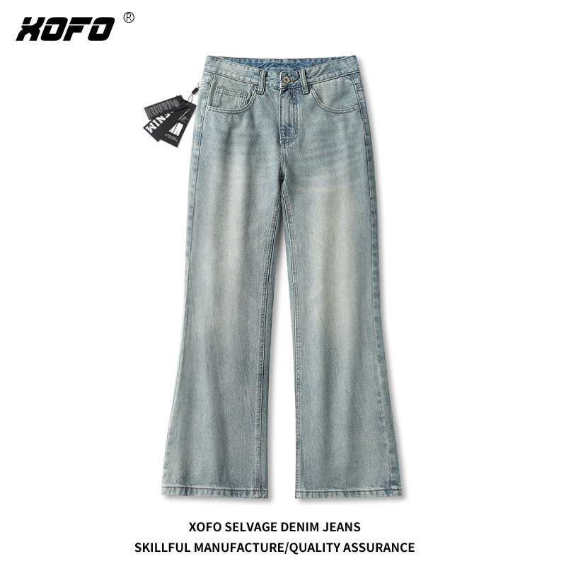 2026年新款复古百搭做旧水洗简约舒适微喇牛仔裤子男士夏季显高