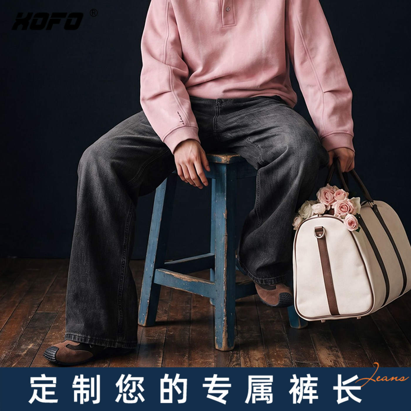 2026新款美式做旧阔腿牛仔裤男