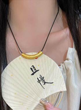 久不掉色南沙仿古法链金diy配件小福SC-90723金字弯管皮绳越项女