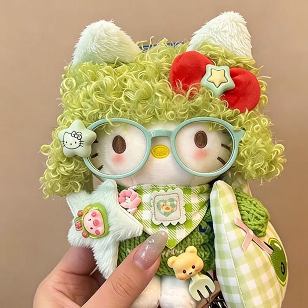 正版卷毛三丽鸥毛绒玩具hellokitty玩偶公仔娃娃kt凯蒂猫小挂件