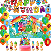 饰气球拉旗蛋糕插套装 新款 Numberblocks数字积木主题生日派对装