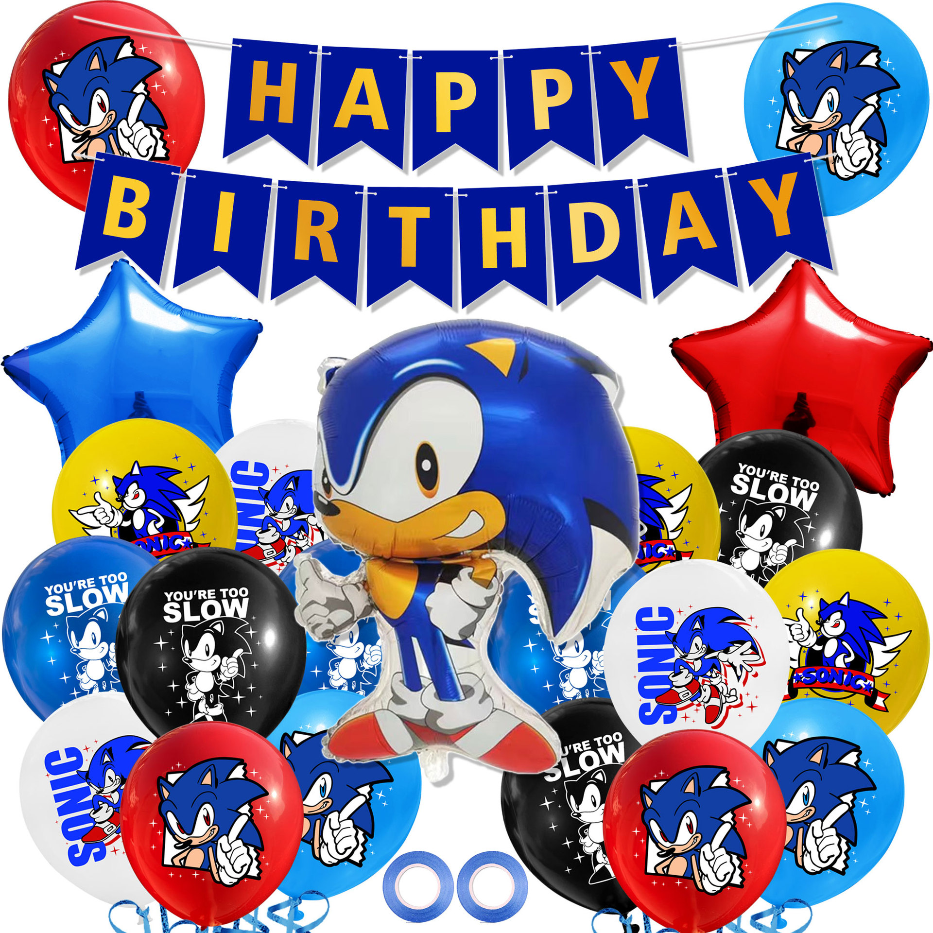 新款生日派对用品刺猬索尼克主题气球套装场景周岁布置装饰气氛