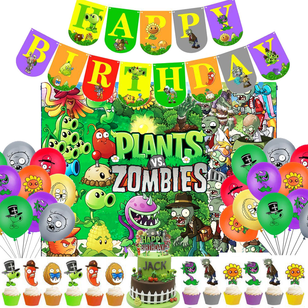 植物大战僵尸生日主题气球铝膜卡通派对拉旗横幅生日蛋糕插卡装饰怎么样,好用不?