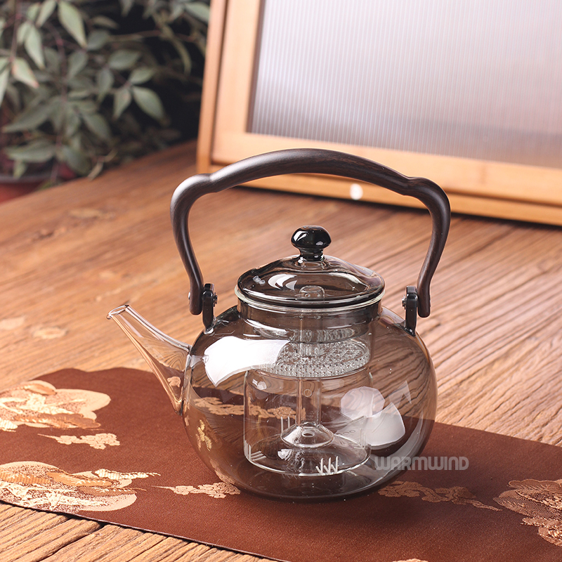 晶焱玻璃蒸煮茶壶耐高温泡茶壶烧水壶大容量提梁壶花茶壶高端茶具