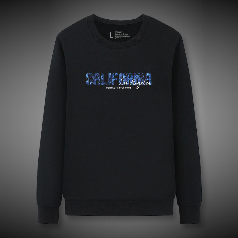 ZGHW黑色卫衣男潮牌长袖春秋季圆领休闲修身百搭字母印花无帽上衣