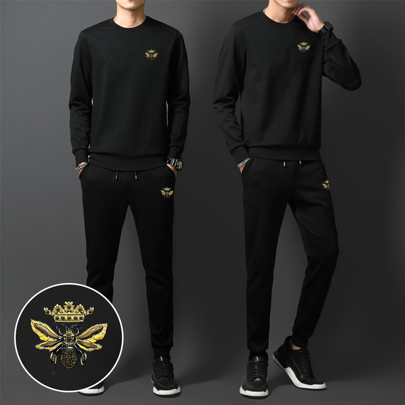 ZGHW运动套装男休闲秋冬卫衣2025新款搭配帅气小蜜蜂高端潮流秋装