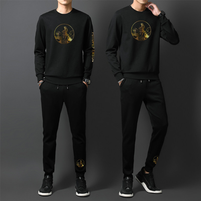 运动套装男秋装冬季休闲时尚男士痞帅男装一套搭配帅气潮流休闲装