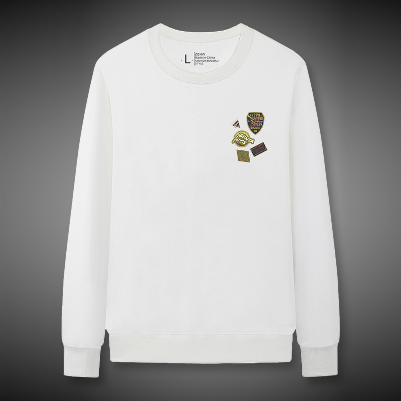 ZGHW卫衣男春秋款圆领黑色长袖无帽衫修身潮流套头百搭简约上衣服