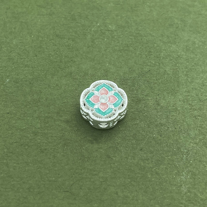 S925纯银烧蓝珐琅彩转运珠隔珠