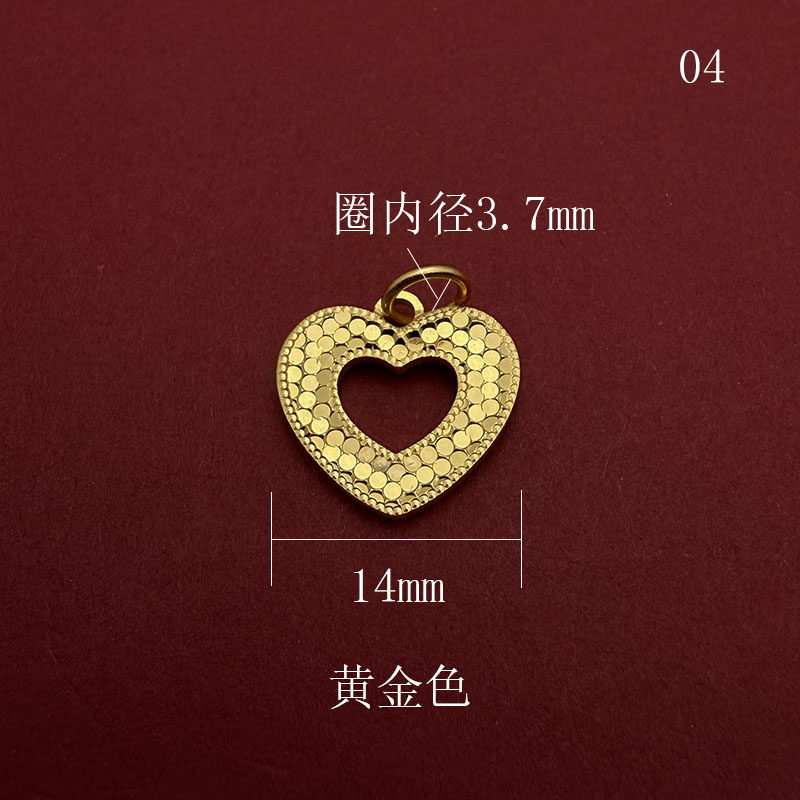 S925纯银镀黄金心形提溜爱心吊坠挂件DIY编绳项链手链轻奢送礼物