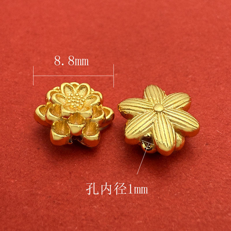 S925纯银镀金横穿多层莲花隔珠