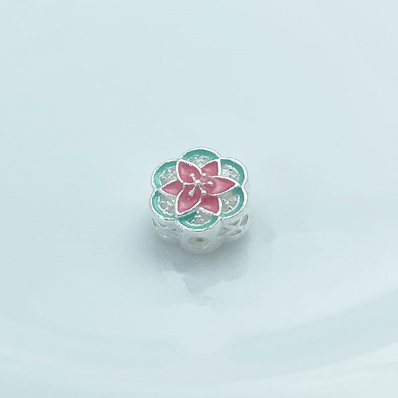 S925纯银镀金莲花荷花转运珠隔珠