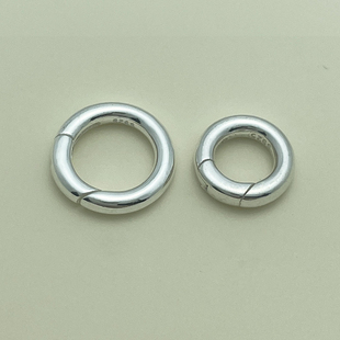S925纯银光面弹簧扣卡圈扣按扣手链项链扣圆形扣卡扣闭口圈配饰