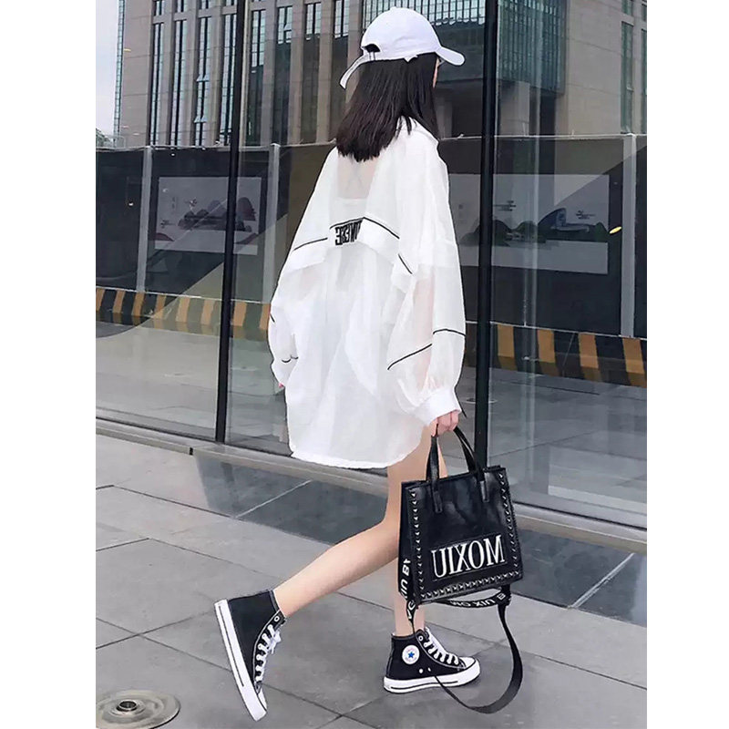 韩国春夏网红ins运动风衣防晒衣女宽松薄款女上衣外套防紫外线潮