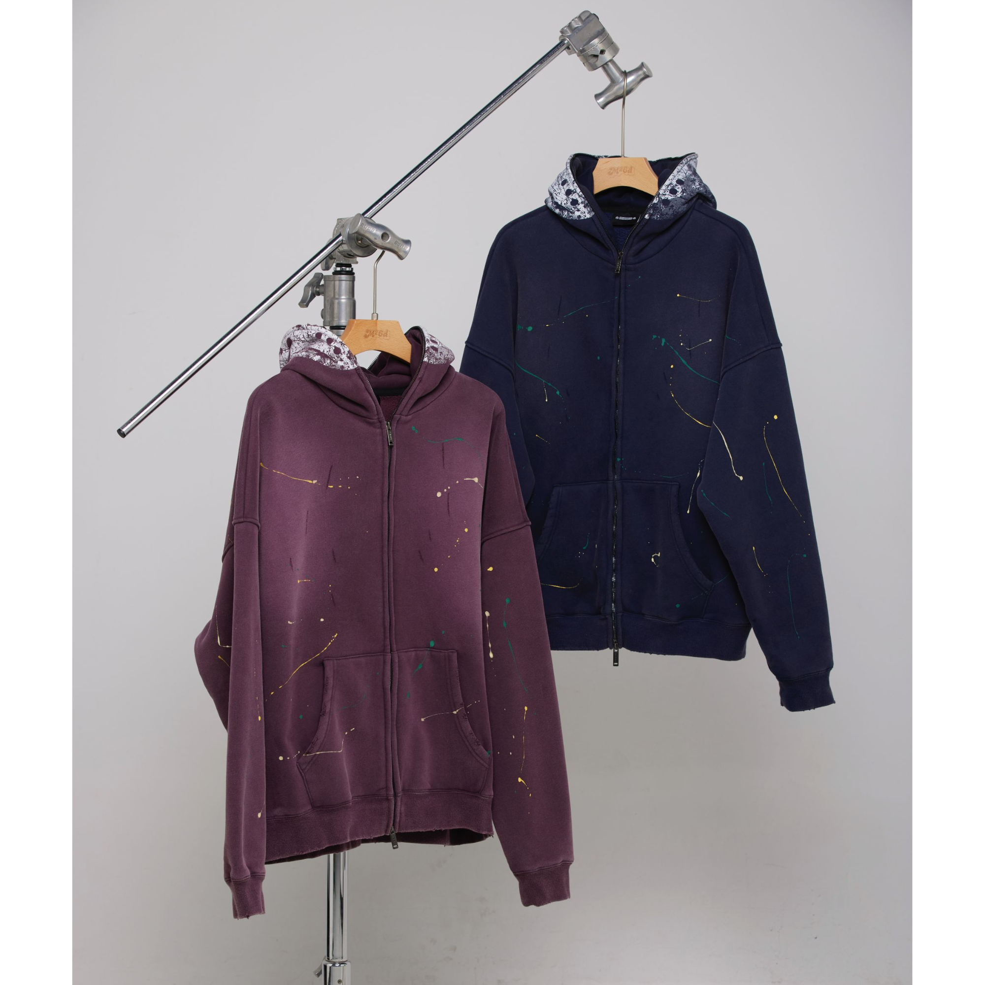 M26D“鬼混”面具泼墨拉链连帽外套