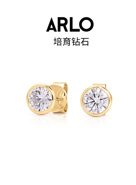 50份+50份培育钻石D色VVS泡泡14K耳钉女圆形耳环简约男女通用耳钉