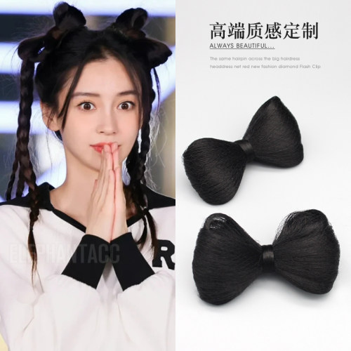 Y2K发型假发蝴蝶结发夹仿真发髻