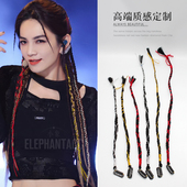 时尚 个性 小众手工绑绳麻花辫成品顶夹嘻哈街舞造型脏脏辫子发夹潮