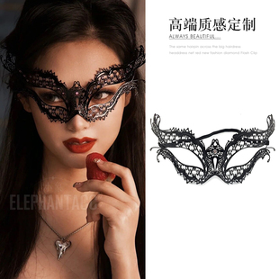 神秘黑色镂空面具假面舞会化妆派对情趣眼罩万圣装扮半脸金属面罩