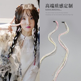 渐变毛线彩绳发夹渐变拳击辫点缀发绳彩色甜酷编发飘带脏辫丝带