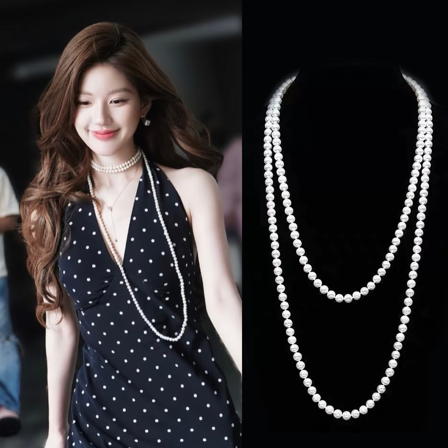 复古盖茨比珍珠项链加长款一款多用毛衣链简约优雅气质赫本风项饰