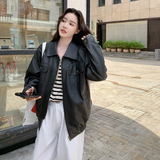 美式复古黑色皮衣外套女2025秋季新款洋气炸街时尚显瘦机车服夹克，女装皮衣，浙宝183