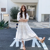 新款183-6626P125K188花边拼接新中式立领连衣裙奶白，女装连衣裙，浙宝183