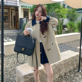 新款183-6805P175K258撞色拼接廓形设计感风衣外套，女装风衣，浙宝183