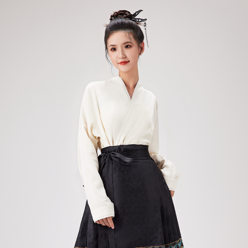 汉馥新中式衬衫配马面裙国风上衣小个子古风女春汉服短袖斜襟交领,女装/女士精品,汉服套装,淘宝优惠券,粉丝福利购,淘宝优惠卷