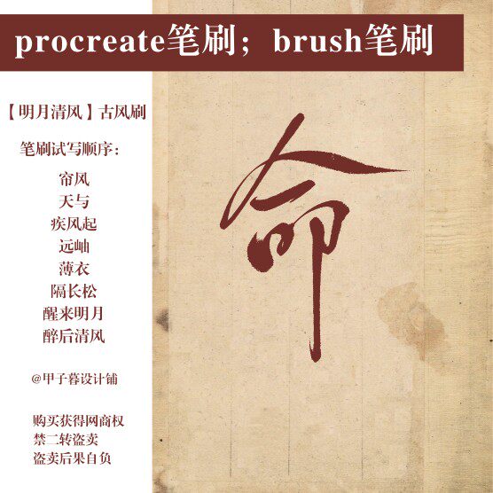 清舟白|G01 【明月清风】系列古风写字笔刷procreate/brush笔刷