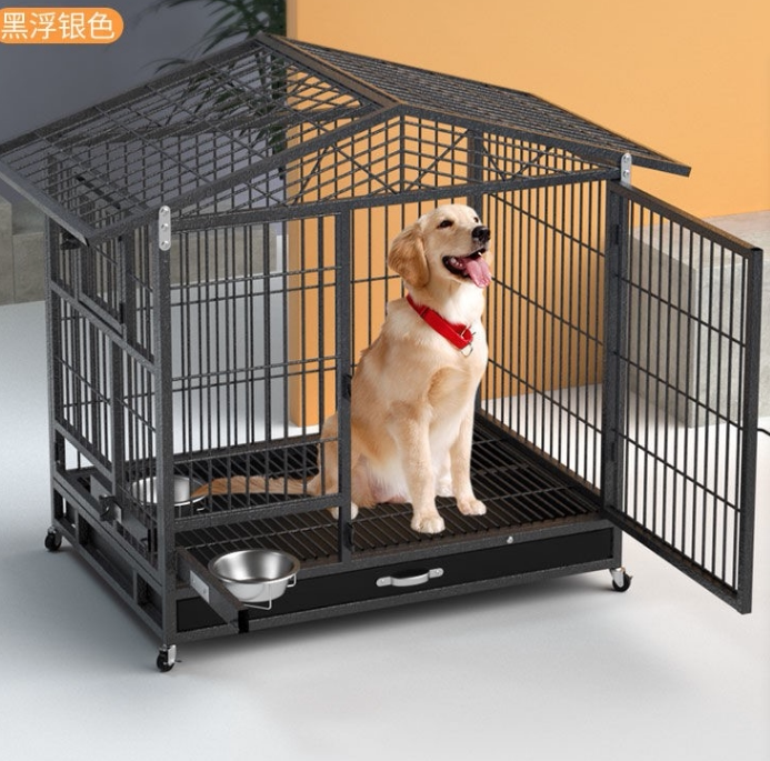 狗笼子大型犬中型犬狗笼带厕所分离家用室内外泰迪柴犬金毛铁笼子