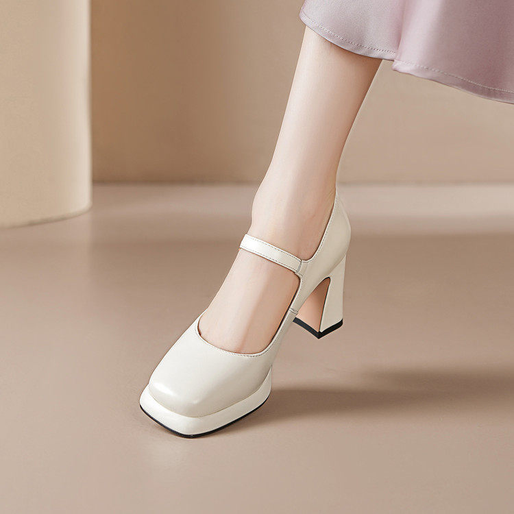 里外真皮白色高跟鞋女2026春季新款女鞋时尚百搭职业工作时装单鞋